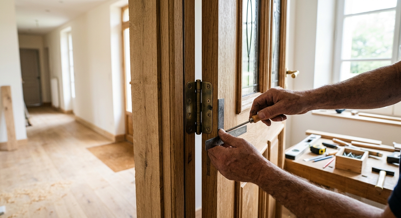 Pose et ajustement d'une porte d'entrée par Klobat